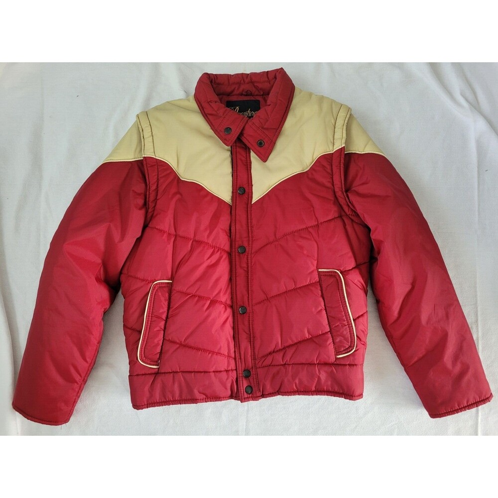 VTG AVENTURA FSU Seminoles Garnet & Gold 70s 80s Zip Off Puffer Coat Vest Sz M